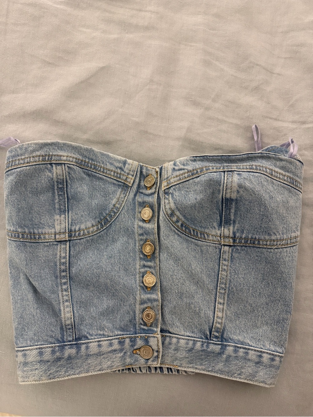 Zara Women’s Light Blue Denim Bustier Top
